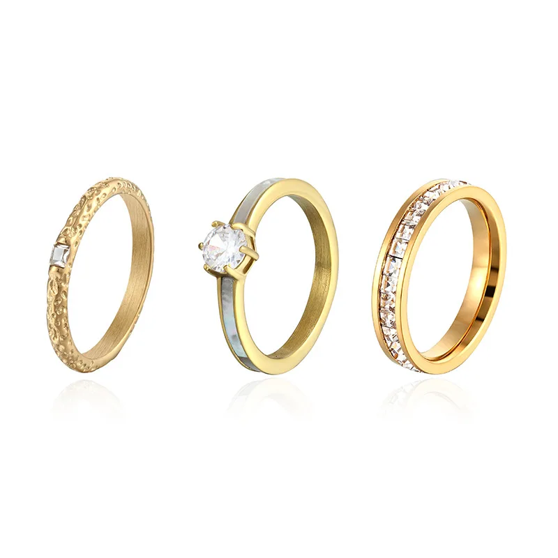 יוקרה קריסטל טיטניום פלדה נשים טבעת לבן ים פגז קריסטל טבעת של הזוג טבעת האהבה תכשיט מתנה - 0