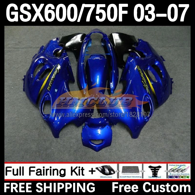 הגוף סוזוקי קטאנה GSXF 750 600 GSXF750 2003 2004 2005 2006 2007 67No.23 GSX600F כחול במלאי GSXF600 03 04 05 06 07 Fairing - 0