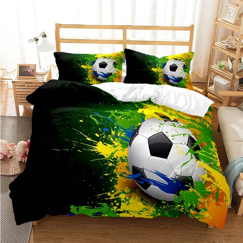 כדורגל סטים מצעים כדורגל סט מצעים שמיכה לכסות בשמיכה במיטה אחת תאום מלא המלכה ילדים ילדה בנים מתנה מיטה עם מיטה זוגית - 0