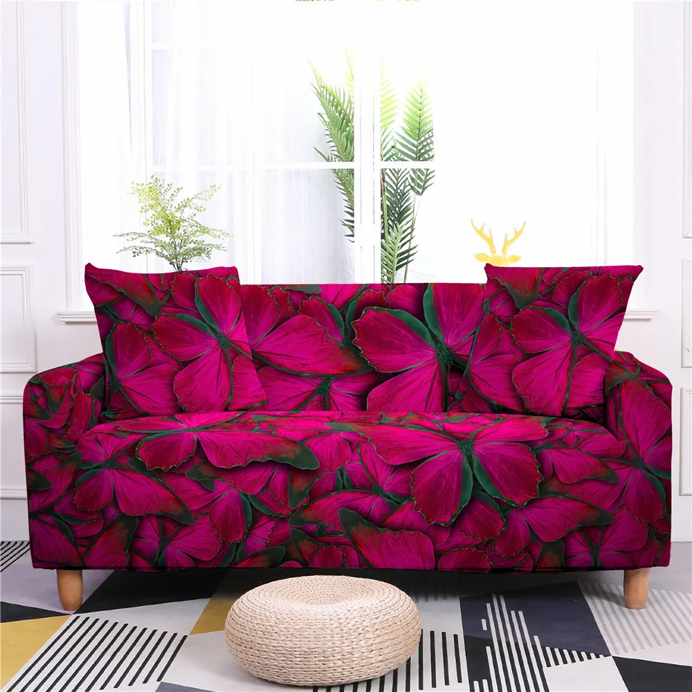 צבע הפרפר Elasticated ספה כיסוי עבור הסלון 1/2/3/4 Seaters כרית כיסוי לכיסוי רהיטים ספה Housses דה כנאפה - 0