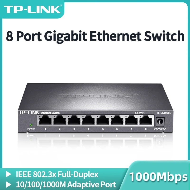 TP-Link 8 Port Gigabit Ethernet Switch 1000Mbps רשת החלפת תקע RJ45 לשחק ברשת רכזת אינטרנט ספליטר TL-SG1008D - 0