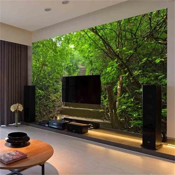 beibehang מותאם אישית 3d טפט תמונה לחדר ציור קיר ירוק נוף יער ספת הטלוויזיה רקע קיר 3d חדר ארוגים טפט קיר.