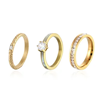 יוקרה קריסטל טיטניום פלדה נשים טבעת לבן ים פגז קריסטל טבעת של הזוג טבעת האהבה תכשיט מתנה