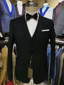 2021 תפורים שחור חליפת חתונה לגברים slim fit 3 חתיכה אישית עסקים רשמית מסיבת חליפות גבר הנשף טוקסידו בלייזר המכנסיים
