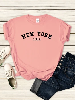 ניו יורק 199X אישיות מכתב נשים חולצת וינטג יומי אופנתי חולצת Harajuku מותג שרוול קצר בקיץ אופנת רחוב החולצות.