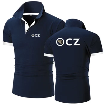 CZ Ceska Zbrojovka 2023 גברים החדשים של קיץ חם מכירת אופנה כותנה לנשימה הסורר החולצה מקרית מוצק צבע Slim Fit העליון בגדים