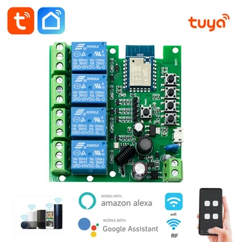 1/2/4 ערוץ Tuya WiFi בית חכם ממסר מודול מתג DC 7-32V 85-250V שליטה קולית נעילה עצמית עבודה עם Google הביתה אלקסה