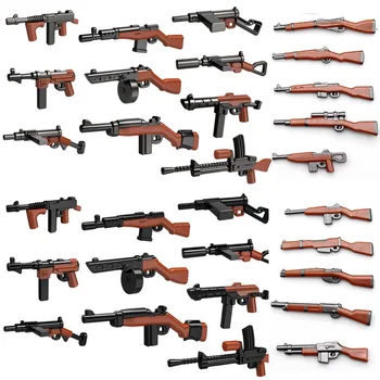 מלחמת העולם השנייה הצבאי חייל נשק אבני הבניין אביזרים כוח מיוחד דמויות חלקי האקדח רובה 98k דגם מיני צעצועים לבנים