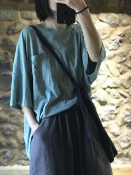 נשים רופף הקיץ Tees מקסימום חולצה נשית בציר כותנה חולצת טריקו נשים רופף טיז, חולצה 2022