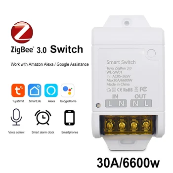 30A Zigbee Tuya חכם ממסר מודול מתג האור אוטומציה ביתית DIY 220V AC 85-250V 6600W אפליקציה של שליטה מרחוק לעבוד עם אלקסה