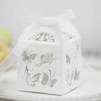 10pcs פרפר ממתקים Dragee קופסת מתנה מקלחת התינוק עיצוב לייזר לחתוך נייר ציוד למסיבות להתייחס החתונה המלכותית הנסיך מתנת יום הולדת.