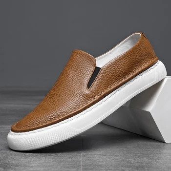 2023 גברים נעליים מזדמנים רך נוסע עור אמיתי נעלי סירה המשרד נעליים לגברים נהיגה נוח להחליק על נעלי האופנה גברים