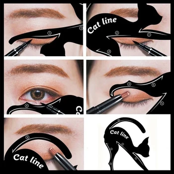 2/4/10 pcsCat קו אייליינר שבלונות Pro השחורה איפור כלי עין תבנית שייפר דגם קל להמציא חתול קו שבלונות