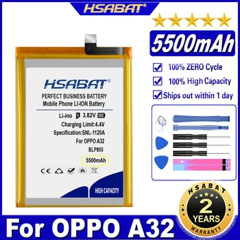 HSABAT BLP805 5500mAh סוללה עבור OPPO A16 A32 A53 A54 CPH2269 PDVM00 CPH2127 CPH2131 CPH2239 סוללות