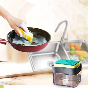 המטבח soap dispenser עם ספוג תמיכה מטבח, שטיפת כלים סבון דיספנסר סבון נוזלי מתקן ספוג סבון משאבת מכונת