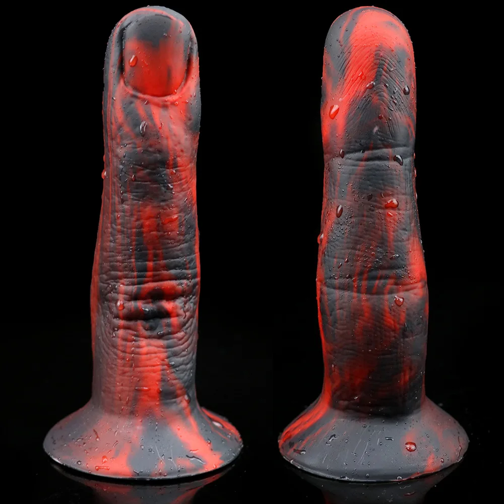 רך מציאותי מפלצת הפין צעצועים נוח גמיש שחור אדום האצבע צורה חייזרית ויברטורים לעיסוי הערמונית צעצועי מין לנשים - 1