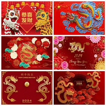 סיני רטרו האדום השנה החדשה צילום רקע דרקון הזהב פסל צילום רקע סין פסטיבל האביב חג באנר