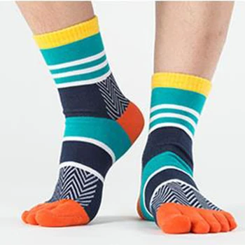 5 האצבע שמח גרביים לגברים בנים אופנה צבעוני פסים אסתטי גרבי כותנה טוב גבר בהיר צבע מעצב גרביים עם האצבעות