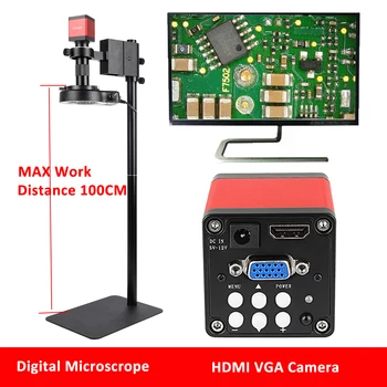 HDMI VGA תעשייתי מיקרוסקופ תמונה דיגיטלי רכישת מצלמה 13MP 60FPS 1080P מצלמה 1-150X C-Mount עדשת זום הגדלה אור Led