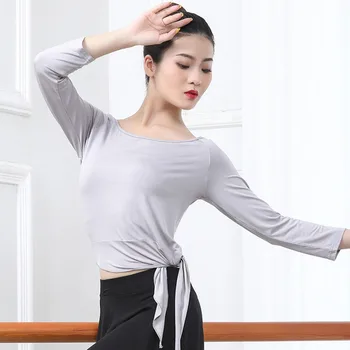 2021 חדש CM023 הנשי, הריקוד הלטיני חולצות שרוול ארוך, בצד להקה עיצוב לנשים לרקוד עם החולצה בטן ריקודים סלוניים ביצועים