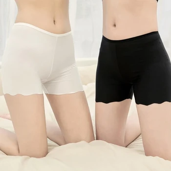 נשים חלקה קרח משי בטיחות מכנסיים קצרים בקיץ רזה גבוהה המותניים מתחת לחצאית תחתוני בוקסר, תחתוני בנות מוצק צבע בטיחות קצרים.