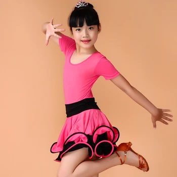 משלוח חינם בנות סלסה שמלות הילדים ריקודים לטיניים ללבוש XS-XXL ילדים טנגו רוקדים בגדים הספר הבמה תחפושות למכירה