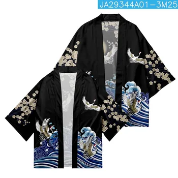 קיץ בסגנון יפני גל קריין מודפס קימונו מסורת גברים נשים מנופחים סוודר אופנה חוף יאקאטה Haori אסיה מקסימום