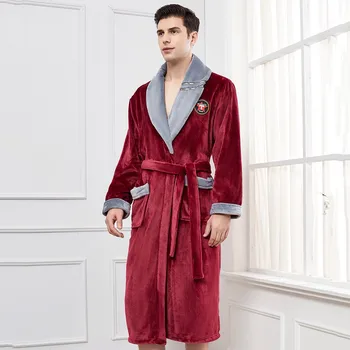 2021 החורף אנשים חדשים חלוק פלנל רך הלבשת לילה קימונו חלוק הרחצה שמלת חופשי Nightwear טרקלין ללבוש את כותונת הלילה הביתה בגדים
