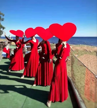 תחפושות חג המולד, יום האהבה אדום אהבה גדולה כיסוי הראש החצאית הארוכה מסיבת בר מסיבת נקבה dsgogo