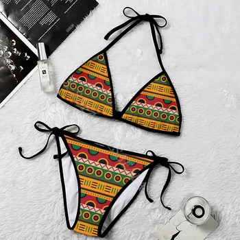 אפריקה בתרבות אפריקאית הדפסת 3D נשים מיקרו משולש העניבה בצד ביקיני בקיץ Beachwear Mankini חמוד סקסי חוף בגד ים-23
