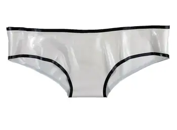 חדש לטקס 100% גומי שחור ולבן תפר מכנסיים קצרים מסיבת בריכה חוף עבודת יד אופנה נוחה גודל XS-XXL 0.4 מ 