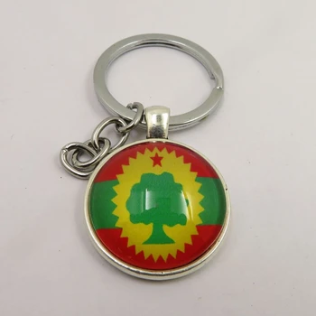 Oromia מחזיק מפתחות מחזיק מפתחות מחזיקי מפתחות מצופה כסף מתכת Oromia דגל חרוזי זכוכית Keyrings נשים גברים הרכב מחזיק מפתחות מתנה תכשיטים