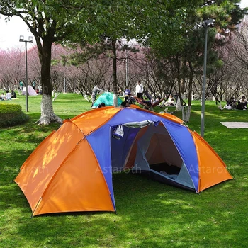 4-6 אדם שכבה כפולה עמיד למים קמפינג אוהל，שני חדרי שינה גדולים חלל אוהל לטיולים המשפחה מסיבת נסיעה דיג