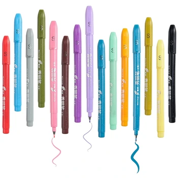 15 יח ' מגוון צבעים סימן עטי מברשת אמן סמנים עט גמיש טיפ על בסיס מים קליגרפיה העט למתחילים ילדים למבוגרים
