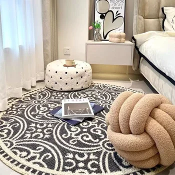 צרפתי עגול השטיח בסלון שטיחים בחדר השינה ליד המיטה שטיח מעובה כיסא המחשב שטיח קשמיר צמר שטיחים טרקלין השטיח לשטיח