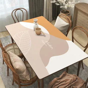 פשוט מפת שולחן עמיד למים שמן הוכחה זמן בצורת ריבוע קפה שולחן עור Pu בד שולחן שולחן כרית
