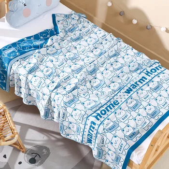 שמיכה במבוק סיבים הקיץ דק המצויר לנשימה נוחה מגבת שמיכת ילדים השינה ספה הפסקת צהריים צעיף, שמיכה