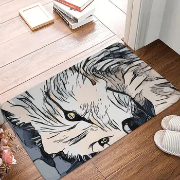 חיה אמנויות אמבטיה החלקה לשטיח ויית ' זאב Drawwing פלנל מחצלת דלת הכניסה שטיחון עיצוב הבית השטיח