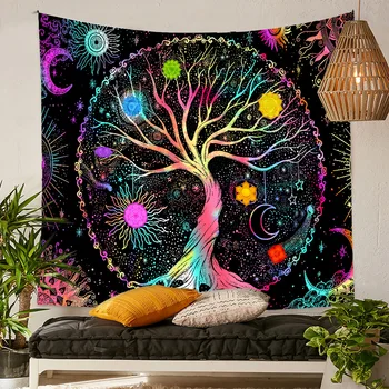 עץ החיים שטיח צבעוני רוחנית שטיח קישוטים Galaxy מרחב אסתטי שטיח קיר אמנות עיצוב חדר השינה