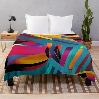 צבעוני אמנות מודרנית רטרו גיאומטרי פרווה מצעים אנימה משוקלל לזרוק שמיכה