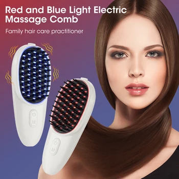 עיסוי חשמלי מסרק כחול אדום טיפול באור רטט הראש השיער לעיסוי הקרקפת מברשת יון שלילי צמיחת השיער נגד איבוד שיער