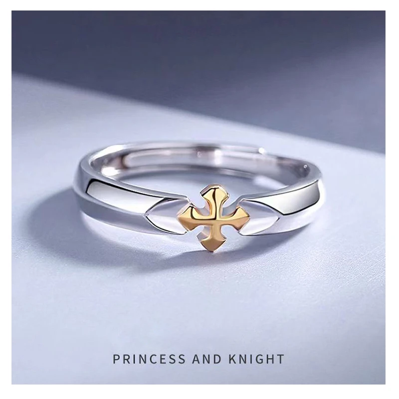 חדש חם מכירת צבע כסף אישית זוגות כתר נסיכה, אביר אופנה גברים ונשים טבעת פתוחה מתנה משלוח חינם W0285 - 2