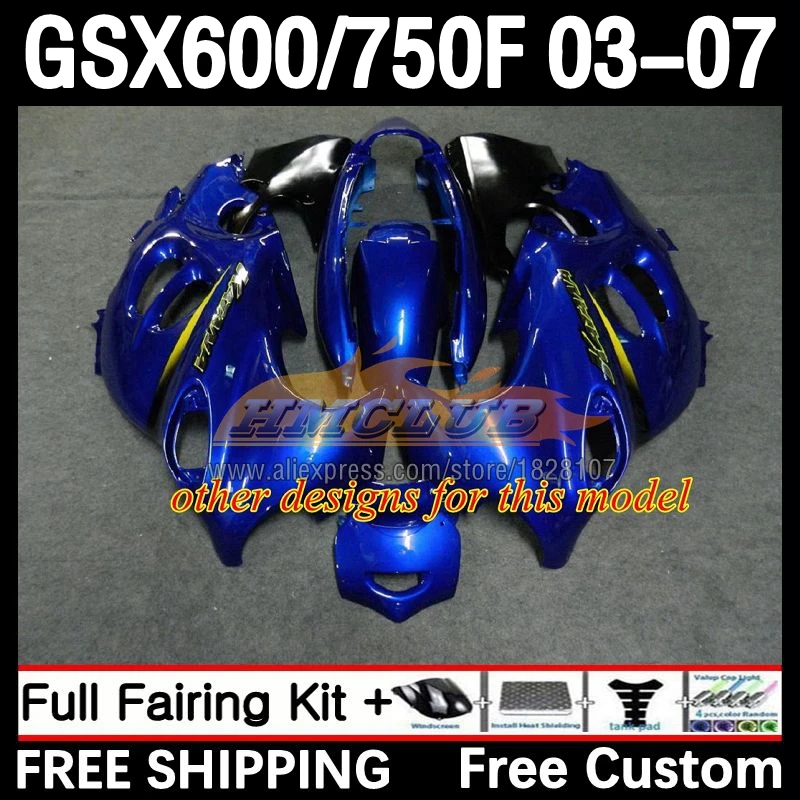 הגוף סוזוקי קטאנה GSXF 750 600 GSXF750 2003 2004 2005 2006 2007 67No.23 GSX600F כחול במלאי GSXF600 03 04 05 06 07 Fairing - 2
