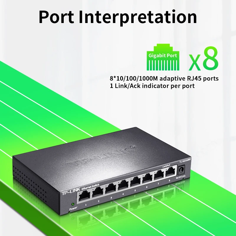 TP-Link 8 Port Gigabit Ethernet Switch 1000Mbps רשת החלפת תקע RJ45 לשחק ברשת רכזת אינטרנט ספליטר TL-SG1008D - 2