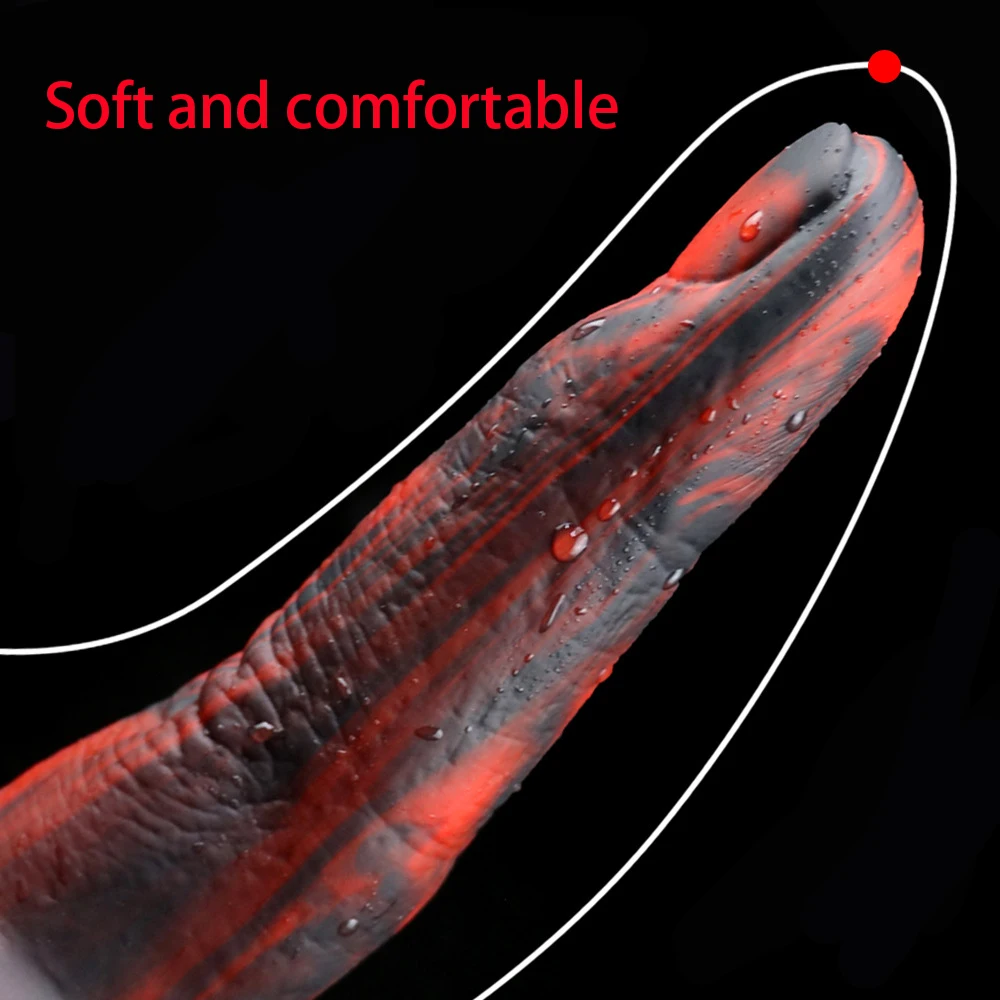 רך מציאותי מפלצת הפין צעצועים נוח גמיש שחור אדום האצבע צורה חייזרית ויברטורים לעיסוי הערמונית צעצועי מין לנשים - 2