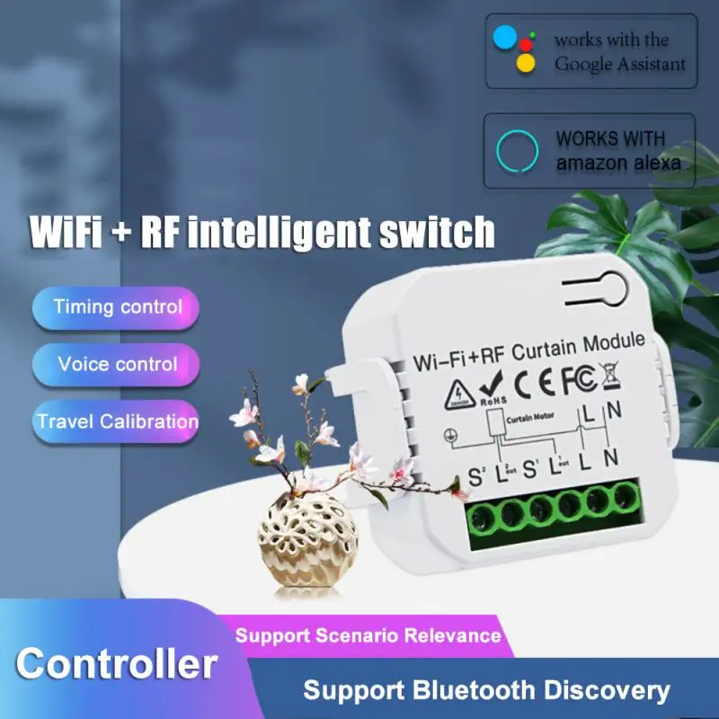 Tuya חכם החיים Wifi RF433 עיוור וילון מתג עם שלט רחוק חשמלי רולר תמיכה ב-Google הביתה אלקסה בית חכם - 2