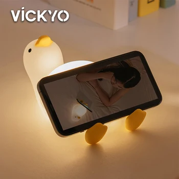VICKYO Led ילדים, תאורה נטענת סיליקון ברווז מנורה עם הקול אינטראקציה הפונקציה עבור הילדים מתנה שינה מנורה