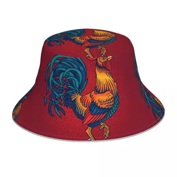 צבעוני תרנגול רעיוני דלי כובע קיץ כובעים דייג כובע מתקפל נשים גברים קרם הגנה צל כמוסות