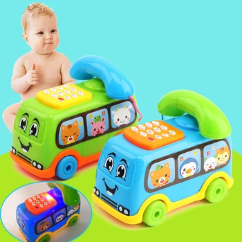 קריקטורה בעלי חיים חמודים המוזיקה רכב קטן, הילדים שרים האור-אפ טלפון הרכב צעצועים לילדים פאזל למידה מוקדמת מכונת צעצועים