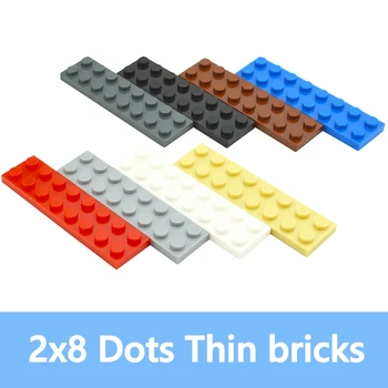 44PCS DIY אבני בניין 2*8 נקודות דק דמויות לבנים 2x8 נקודות חינוכי יצירתי גודל תואם עם 3034 צעצועים לילדים
